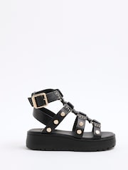 River Island Black Girls Studded Gladiator Sandals - Image 1 of 5