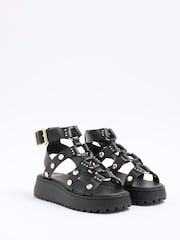 River Island Black Girls Studded Gladiator Sandals - Image 2 of 5