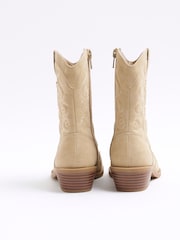 River Island Beige Girls Suede Western Boots - Image 2 of 6