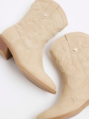 River Island Beige Girls Suede Western Boots - Image 3 of 6