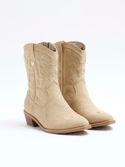 River Island Beige Girls Suede Western Boots - Image 6 of 6