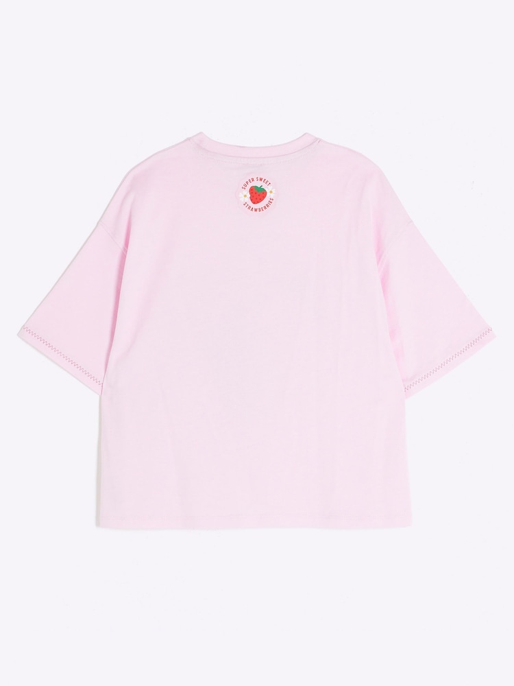 Camiseta de algodón 100 % con diseño de fresas para niña de River Island - Imagen 2 de 4