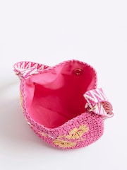 River Island Pink Girls Floral Raffia Cross-Body Bag - Image 4 of 5