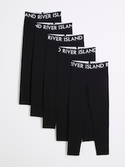 River Island Black Girls Deep Waistband 100% Cotton Leggings 5 Pack - Image 1 of 4