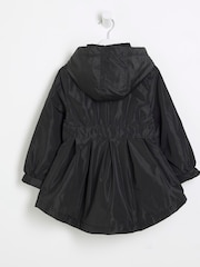 River Island Black Girls Cinched Frill Raincoat - Image 2 of 4