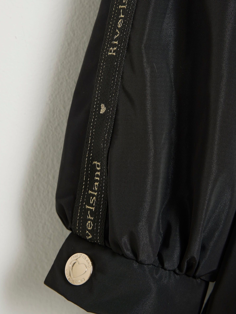 River Island Black Girls Cinched Frill Raincoat - Image 4 of 4