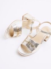River Island Gold Girls Heart Trim Heeled Sandals - Image 4 of 5