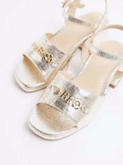 River Island Gold Girls Heart Trim Heeled Sandals - Image 5 of 5
