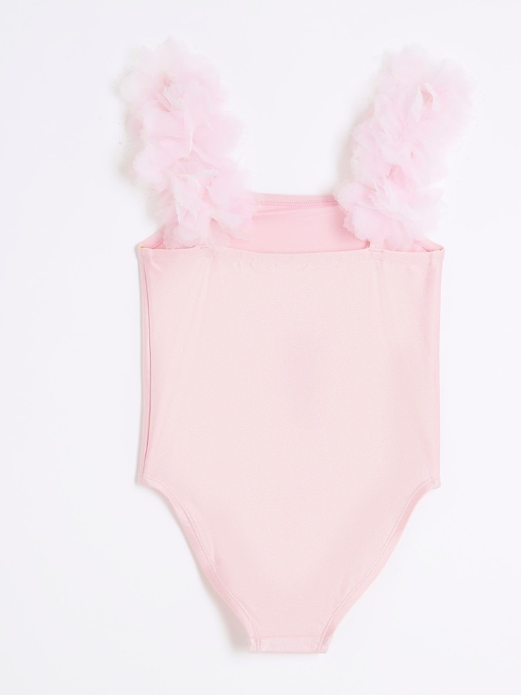 River Island Pink Girls 3D Flower Swimsuit - Image 2 of 4