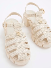 River Island Cream Girls Raffia Heeled Sandals - Image 4 of 5