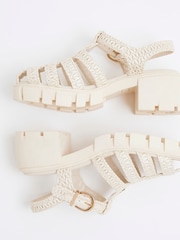 River Island Cream Girls Raffia Heeled Sandals - Image 5 of 5