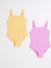 River Island Yellow Girls Swimsuits 2 Pack - Image 1 of 4