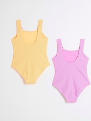 River Island Yellow Girls Swimsuits 2 Pack - Image 2 of 4
