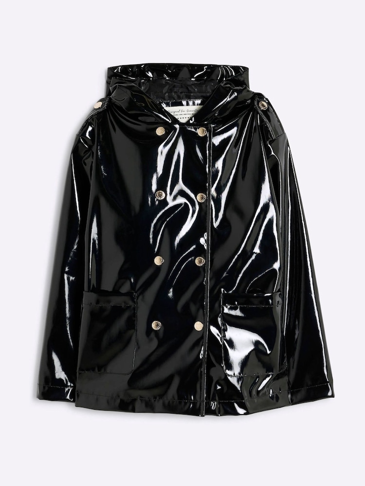 River Island Black Girls Military Raincoat - Image 1 of 4