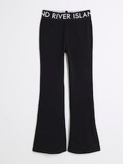 River Island Black Girls Deep Waistband Kickflare Leggings - Image 1 of 4