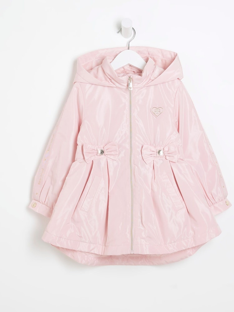 River Island Pink Girls Cinched Frill Raincoat - Image 1 of 4