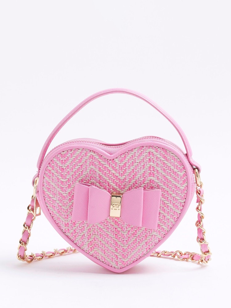 River Island Girls Faux Leather Heart Cross-Body Bag - Imagen 1 de 5