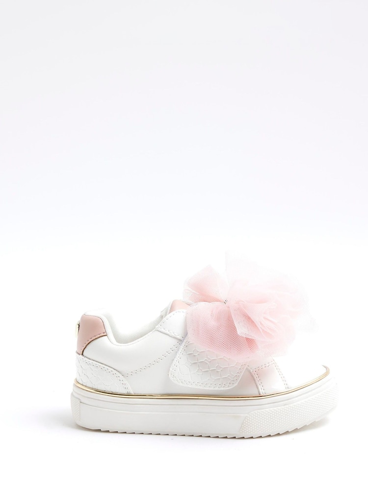 River Island White Girls Organza Bow Trainers - Image 1 of 5