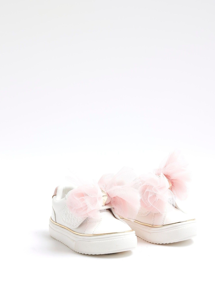 River Island White Girls Organza Bow Trainers - Image 2 of 5