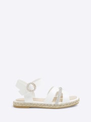 River Island White Girls Diamante Espadrille Sandals - Image 1 of 4