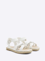River Island White Girls Diamante Espadrille Sandals - Image 2 of 4