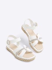 River Island White Girls Diamante Espadrille Sandals - Image 4 of 4