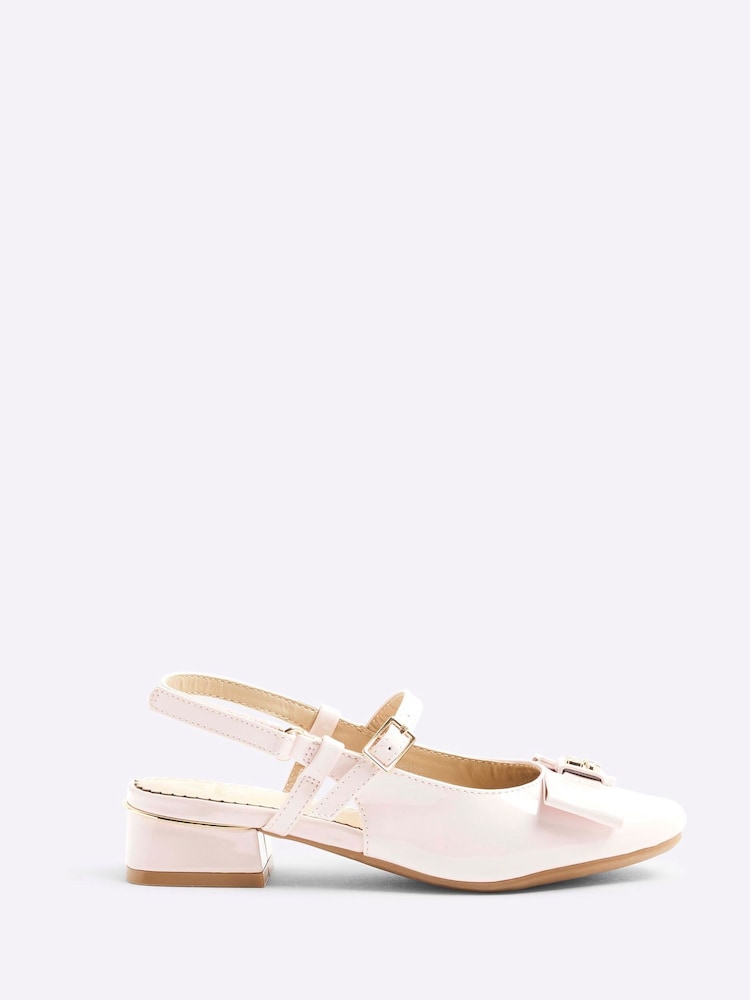 River Island Pink Girls Bow Slingback Shoes - Image 1 of 5