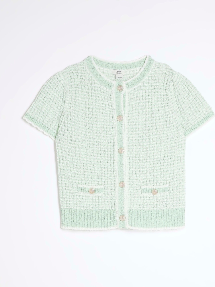 River Island Green Girls Boucle T-Shirt - Image 1 of 4