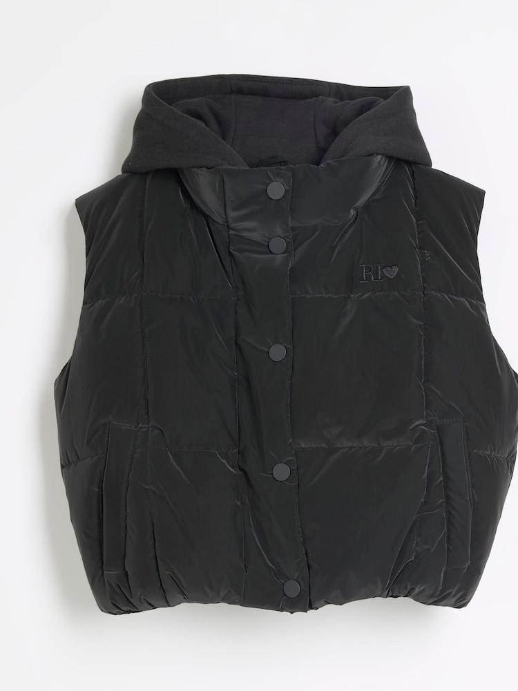 River Island Black Girls Short Gilet - Image 1 of 4