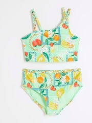 Verde - River Island Girls Asymmetric Lemon Bikini - Imagen 1 de 4