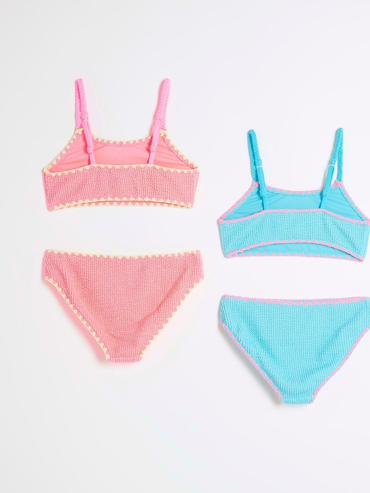 River Island Natural Girls Crinkle Textured Bikinis 2 Pack - Image 2 of 4 River Island Natural Girls Crinkle Textured Bikinis 2 Pack - Image 2 of 4