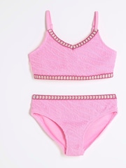 River Island Pink Girls Blanket Stitch Bikini - Image 1 of 4