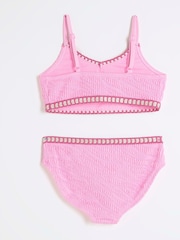 River Island Pink Girls Blanket Stitch Bikini - Image 2 of 4