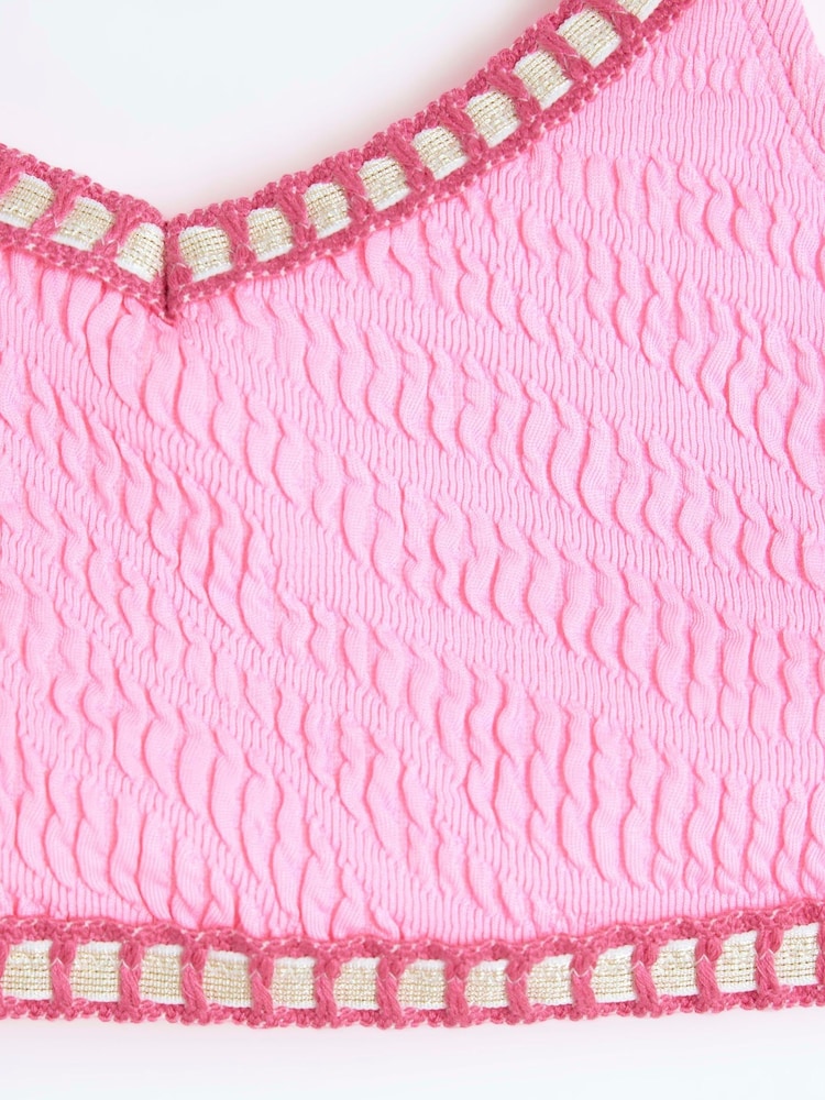 River Island Pink Girls Blanket Stitch Bikini - Image 4 of 4