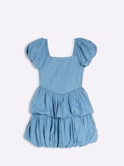 River Island Blue Girls Ballon Hem Dress - Image 1 of 4