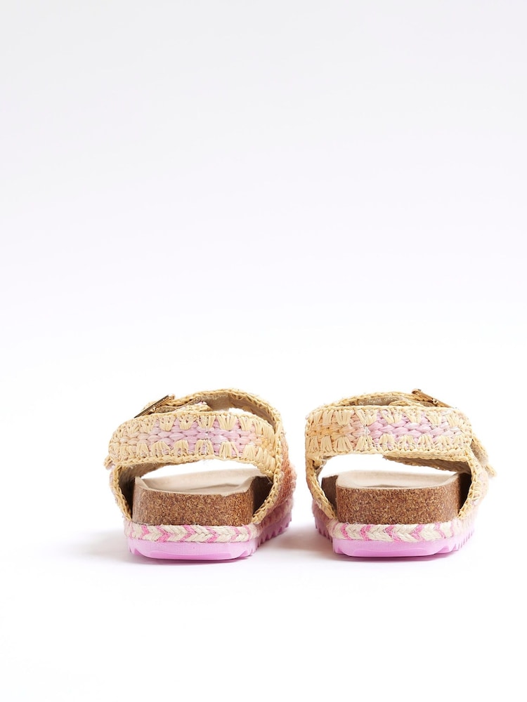 River Island Pink Girls Ombre Raffia Sandals - Image 3 of 5