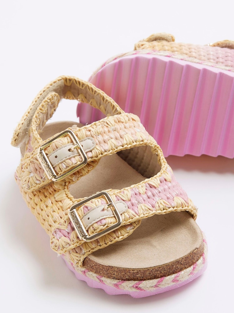 River Island Pink Girls Ombre Raffia Sandals - Image 4 of 5