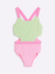 River Island Green Girls Colournblock Swimsuit - Image 1 of 4