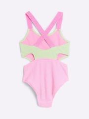 River Island Green Girls Colournblock Swimsuit - Image 2 of 4