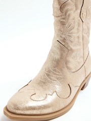River Island Gold Girls Suede Western Boots - Image 5 of 5