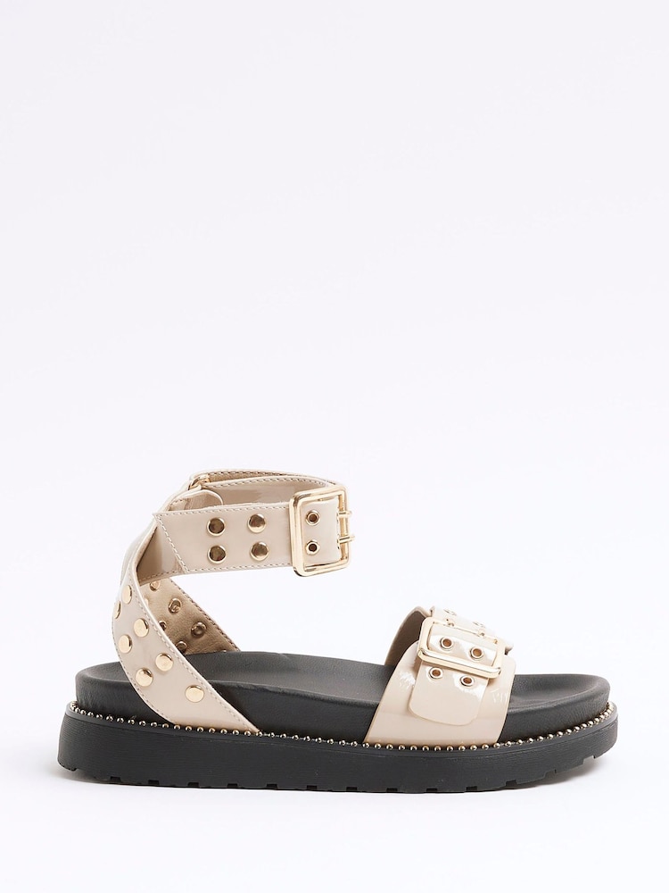River Island Brown Girls Eyelet Strap Chunky Sandals - Image 1 of 5