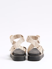 River Island Brown Girls Eyelet Strap Chunky Sandals - Image 3 of 5