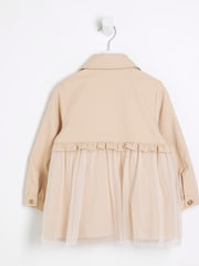 River Island Beige Girls Tulle Trench Coat - Image 2 of 4
