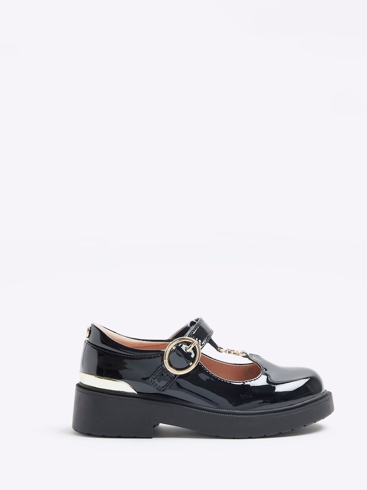 River Island Black Girls Patent T-Bar Mary Jane Shoes - Image 1 of 4