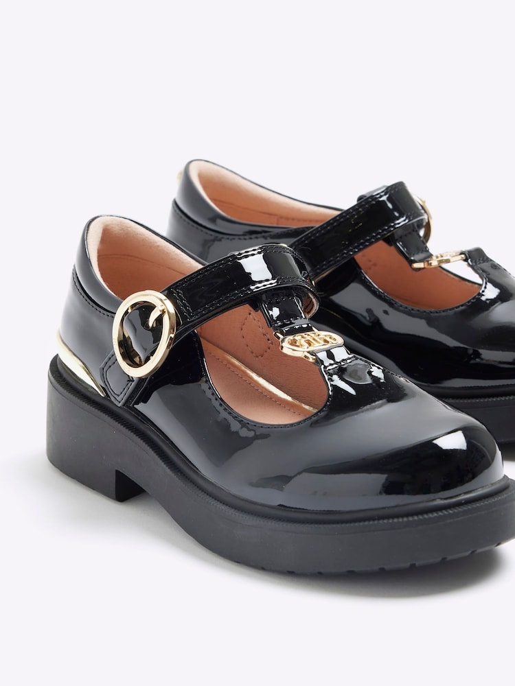 River Island Black Girls Patent T-Bar Mary Jane Shoes - Image 2 of 4