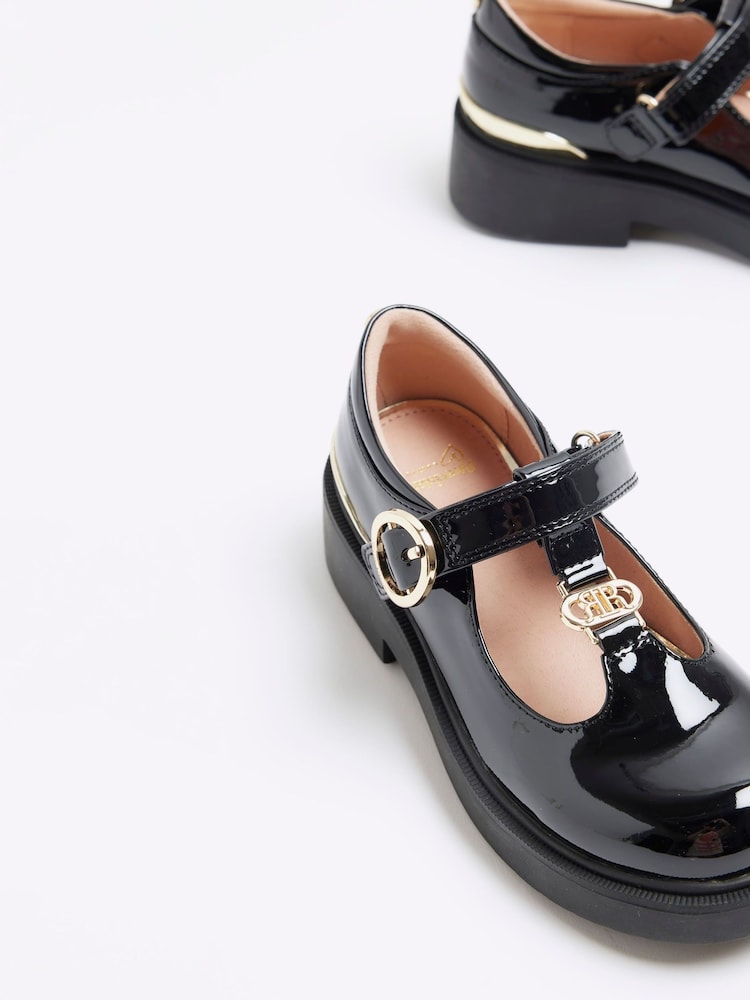 River Island Black Girls Patent T-Bar Mary Jane Shoes - Image 4 of 4