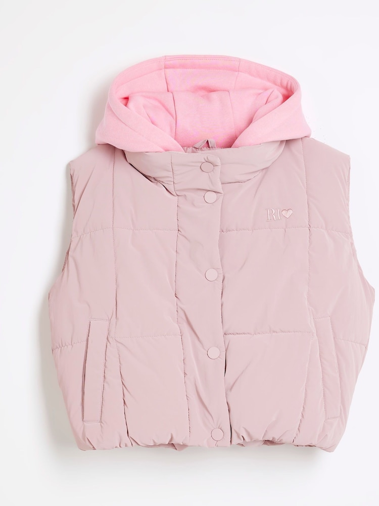 River Island Pink Girls Short Gilet - Image 1 of 4