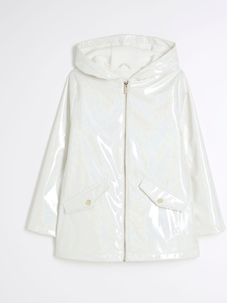 River Island White Girls Bow Rain Coat - Image 1 of 4