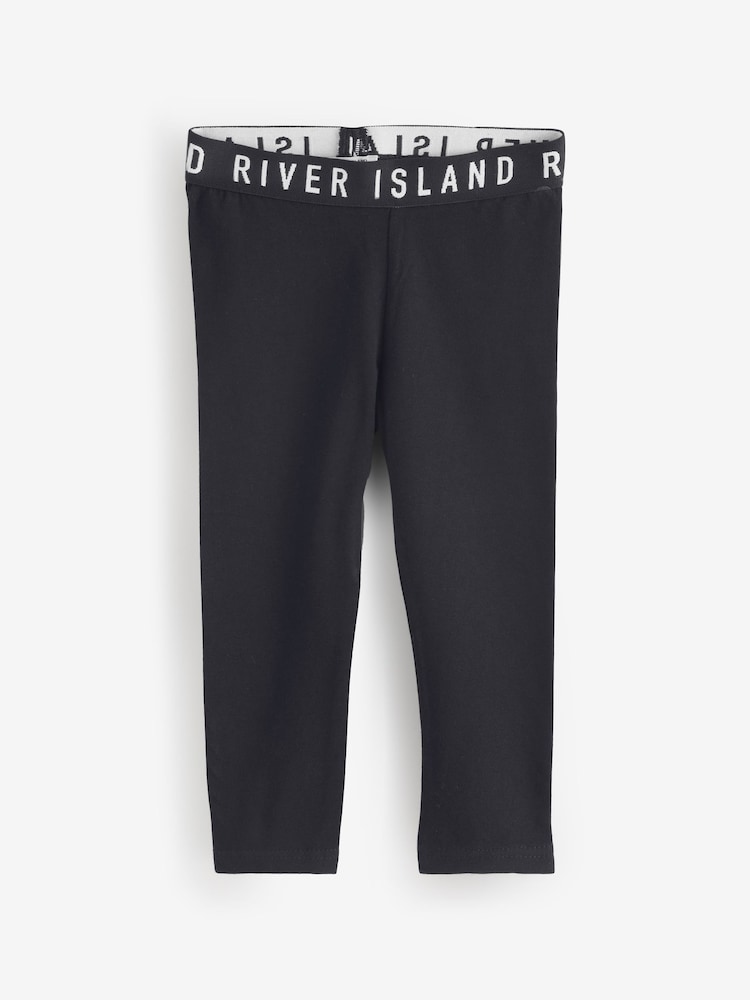 River Island Pink Girls Waistband Leggings 3 Pack - Image 4 of 4