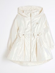River Island Cream Girls Clinched Frill Raincoat - Image 1 of 4